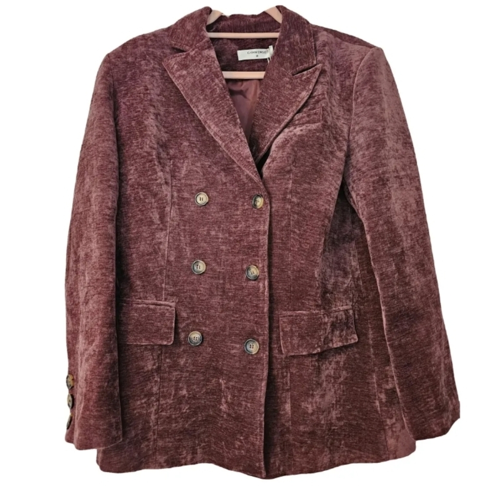 Commense Retro Velvet Blazer Burgundy S NWT